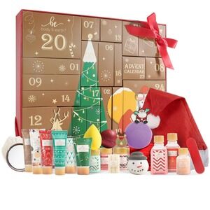 Body Earth 24 Day Christmas Advent Calendar Bath Body Gift Set Holiday